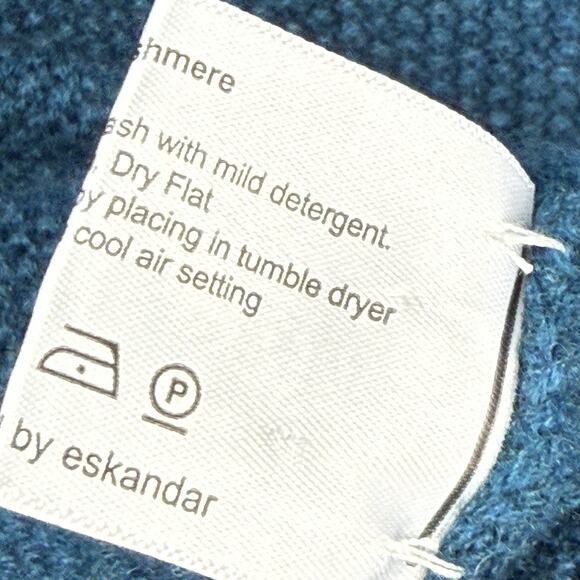 Eskandar Cashmere 3/4 Sleeve Long Tunic Sweater O/S One size Dark Teal - Picture 11 of 12